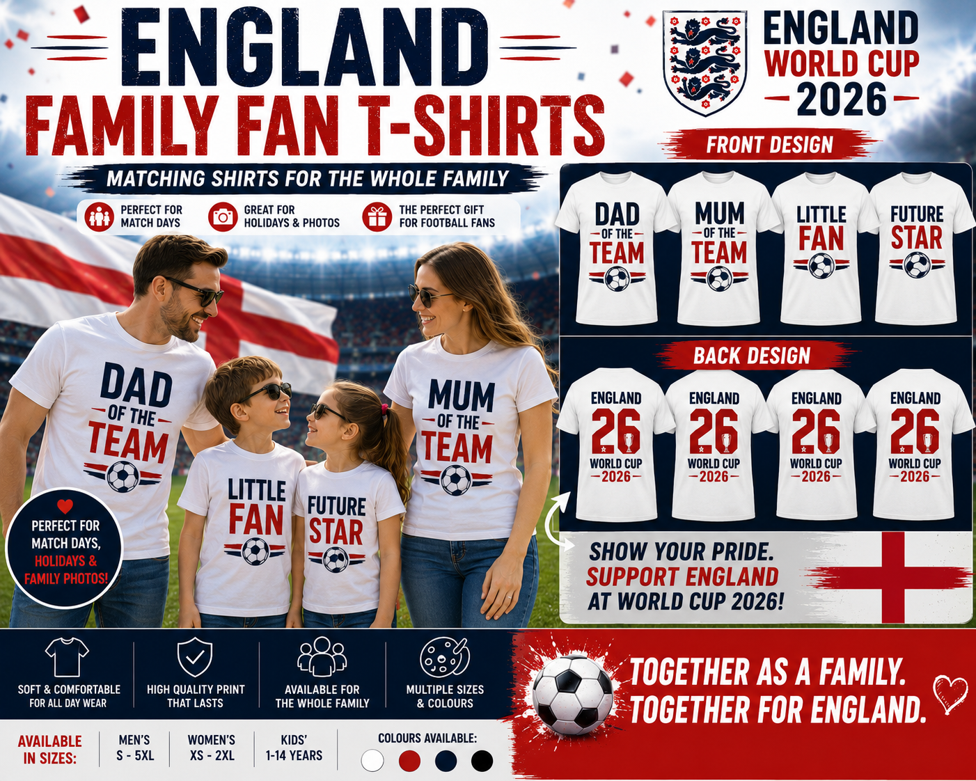 England World Cup Family T-Shirts