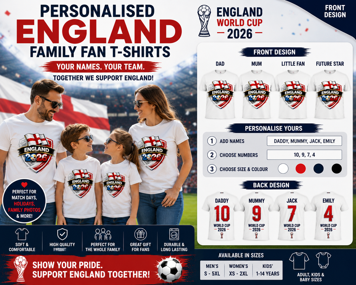 Personalised England Family Fan T-Shirts