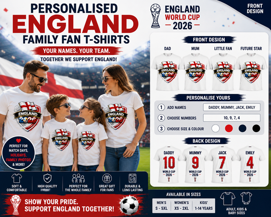 Personalised England Family Fan T-Shirts
