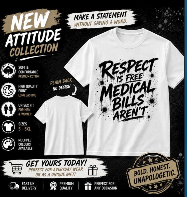 Respect Is Free, Medical Bills Aren’t Funny Graphic T-Shirt | Bold Statement Tee