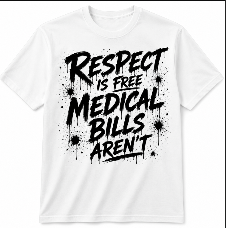 Respect Is Free, Medical Bills Aren’t Funny Graphic T-Shirt | Bold Statement Tee