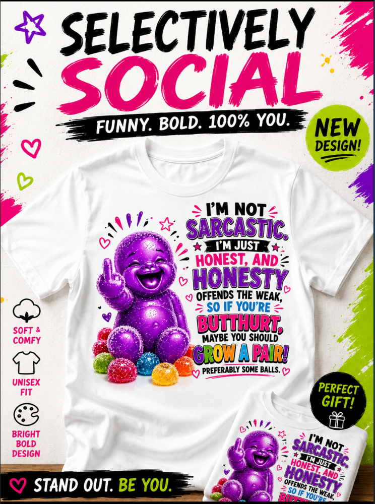 I’m Not Sarcastic, I'm Just Honest – Funny Adult Humour Graphic T-Shirt- Purple