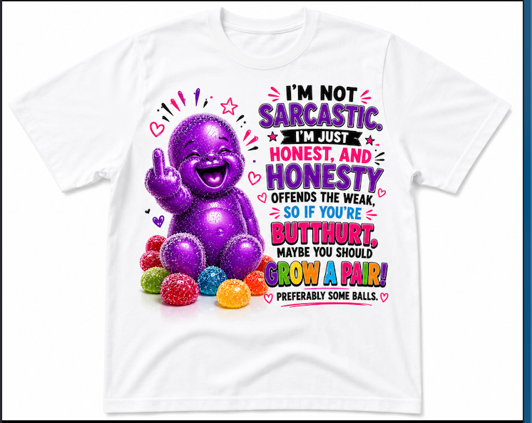 I’m Not Sarcastic, I'm Just Honest – Funny Adult Humour Graphic T-Shirt- Purple