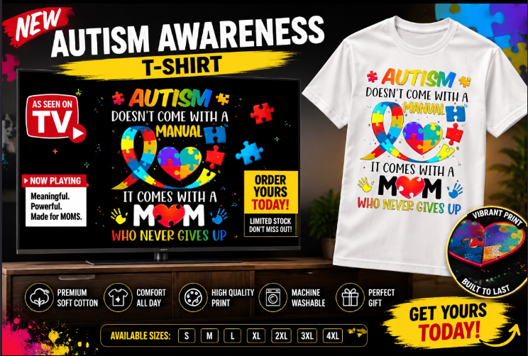 Autism Awareness T-Shirt – “Autism Doesn’t Come With a Manual” | Proud Autism Mom Shirt | Unisex S–4XL