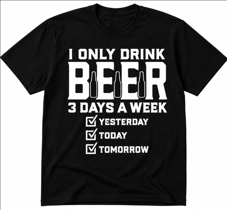 I Only Drink Beer 3 Days a Week Funny Beer T-Shirt | Novelty Drinking Graphic Tee