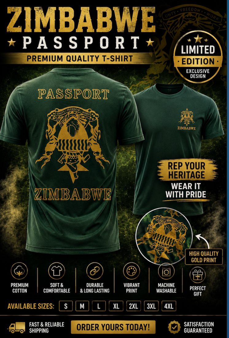 Zimbabwe Passport Premium Heritage T-Shirt – Green & Gold | Zimbabwe Pride Graphic Tee |