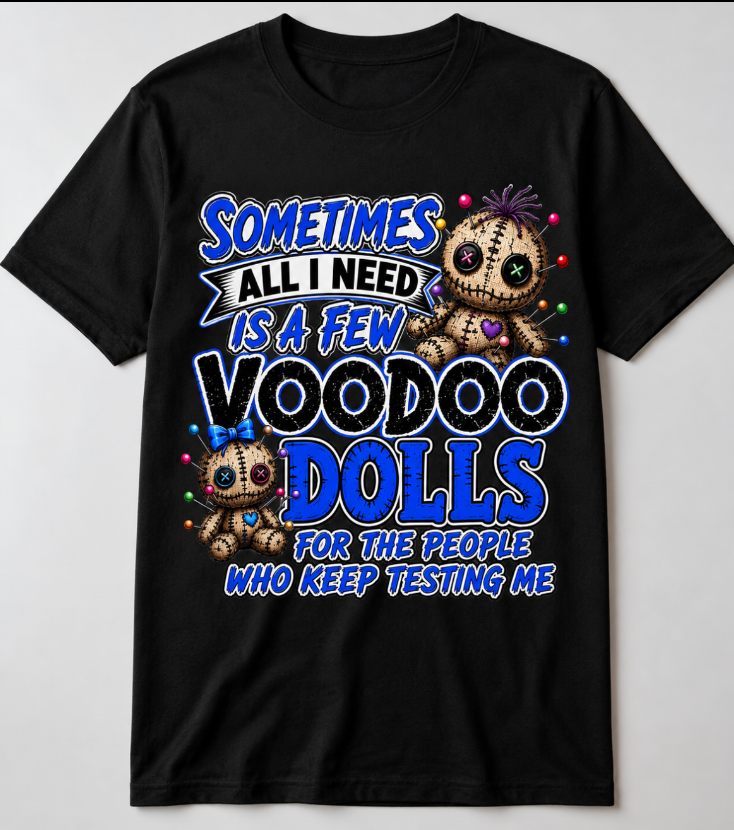 Product Title  Voodoo Dolls T-Shirt – Funny “Sometimes All You Need Is a Few Voodoo Dolls” Graphic Tee | Black Unisex Shirt S–4XL (Blue)