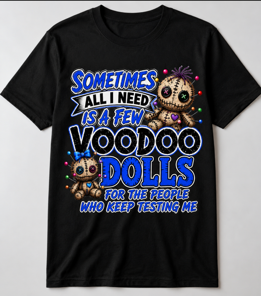 Product Title  Voodoo Dolls T-Shirt – Funny “Sometimes All You Need Is a Few Voodoo Dolls” Graphic Tee | Black Unisex Shirt S–4XL (Blue)