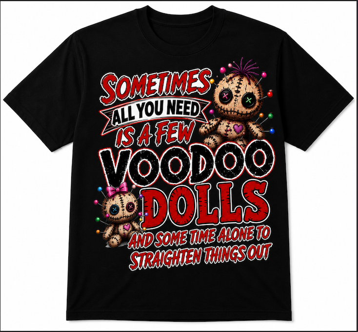 Product Title  Voodoo Dolls T-Shirt – Funny “Sometimes All You Need Is a Few Voodoo Dolls” Graphic Tee | Black Unisex Shirt S–4XL (Red)