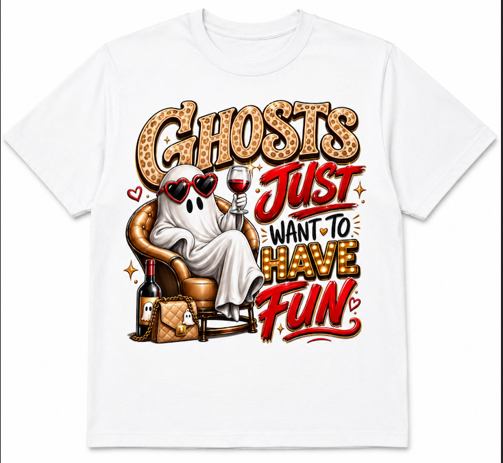 Ghosts Just Want to Have Fun T-Shirt – Funny Halloween Ghost Shirt, Spooky Party Tee, Women’s Halloween T-Shirt, S–4XL