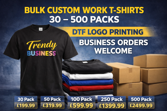 Bulk Custom Work T-Shirts | Business Logo Printing | 30-500 Pack | DTF Printed Uniforms