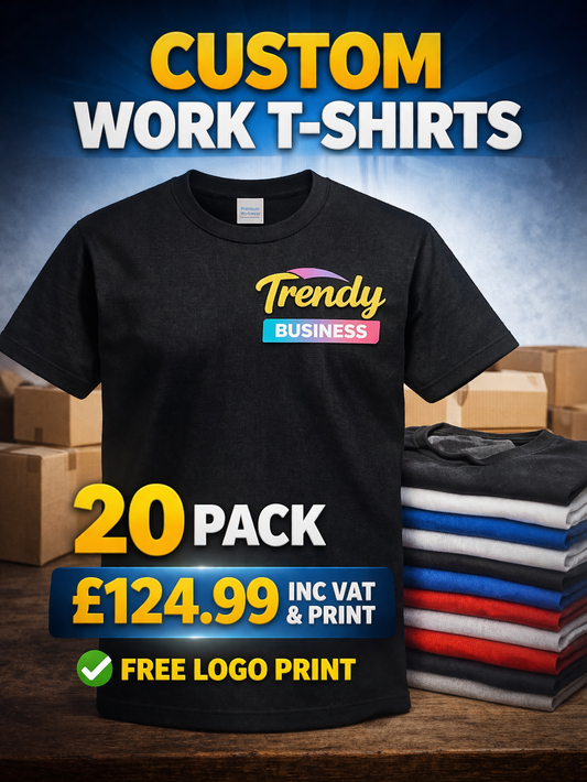 20 Custom Printed Work T-Shirts – Gildan Heavy Cotton | Business Logo Uniform Bundle